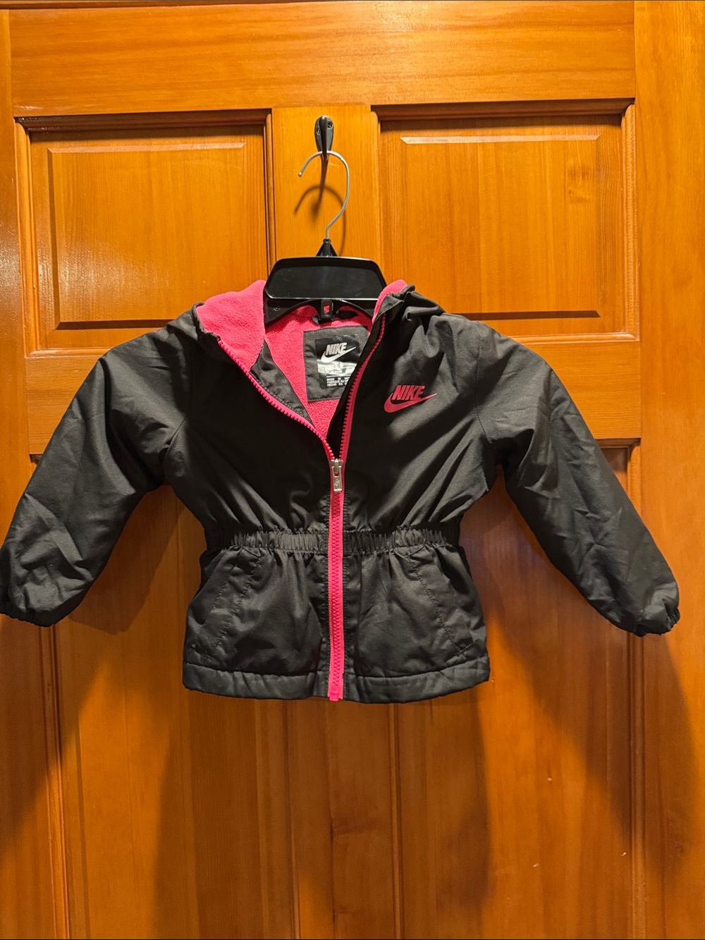 Nike Toddler Girls Fleece Lined Black and Pink Hooded Jacket Size 2T